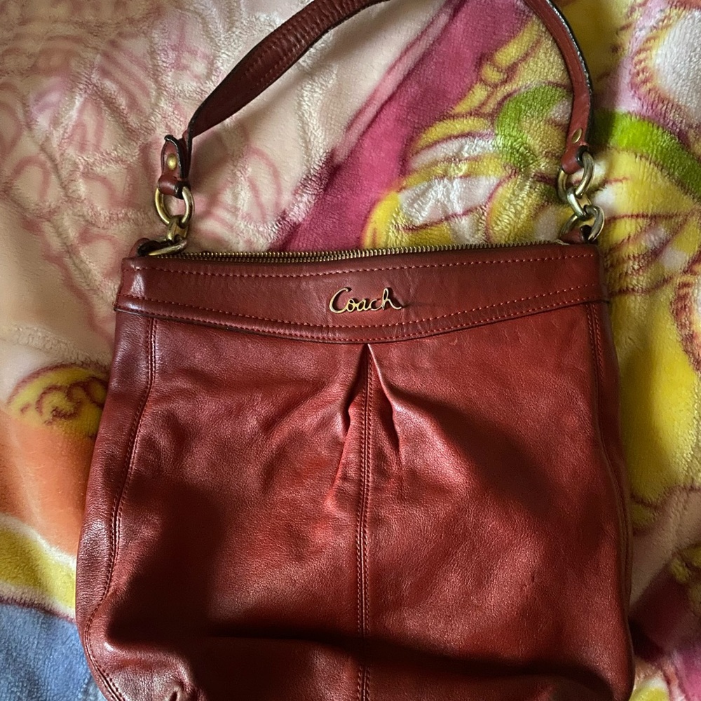 Coach Burgundy Leather Shoulder Bag